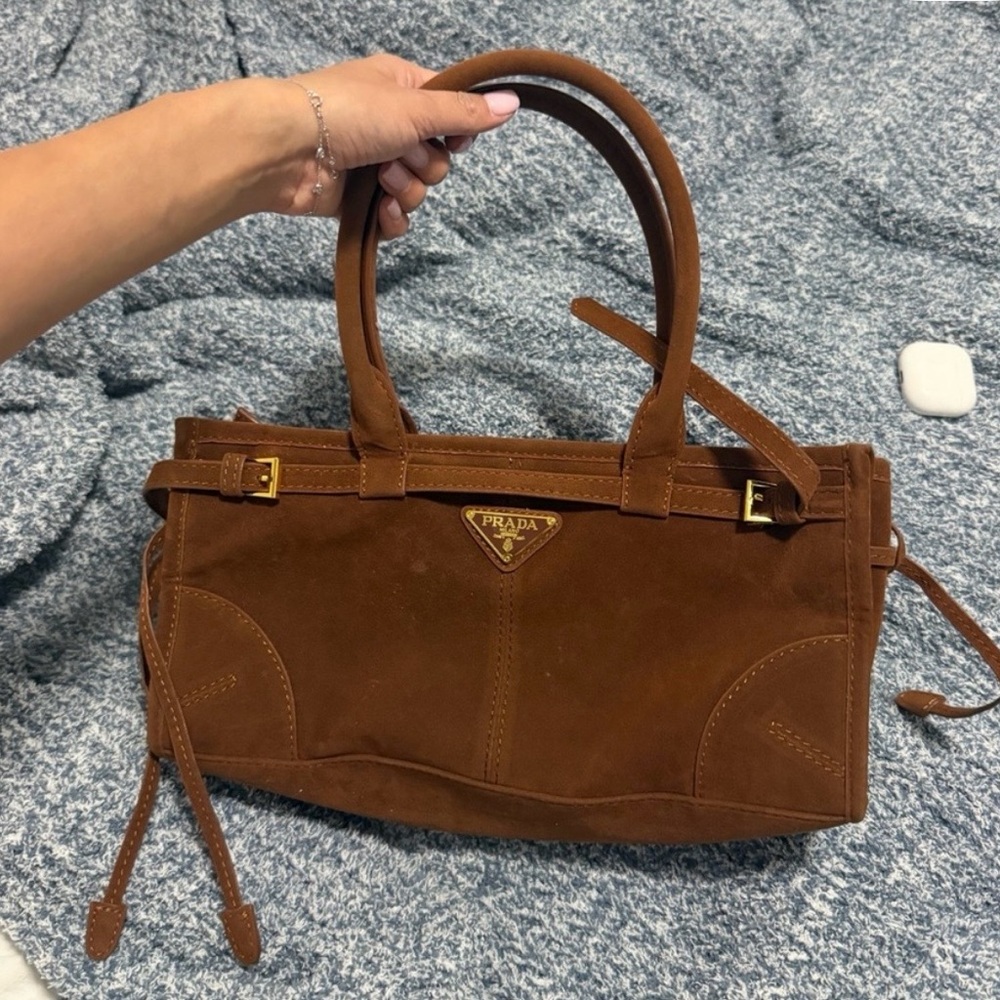 Prada Tan Suede Satchel